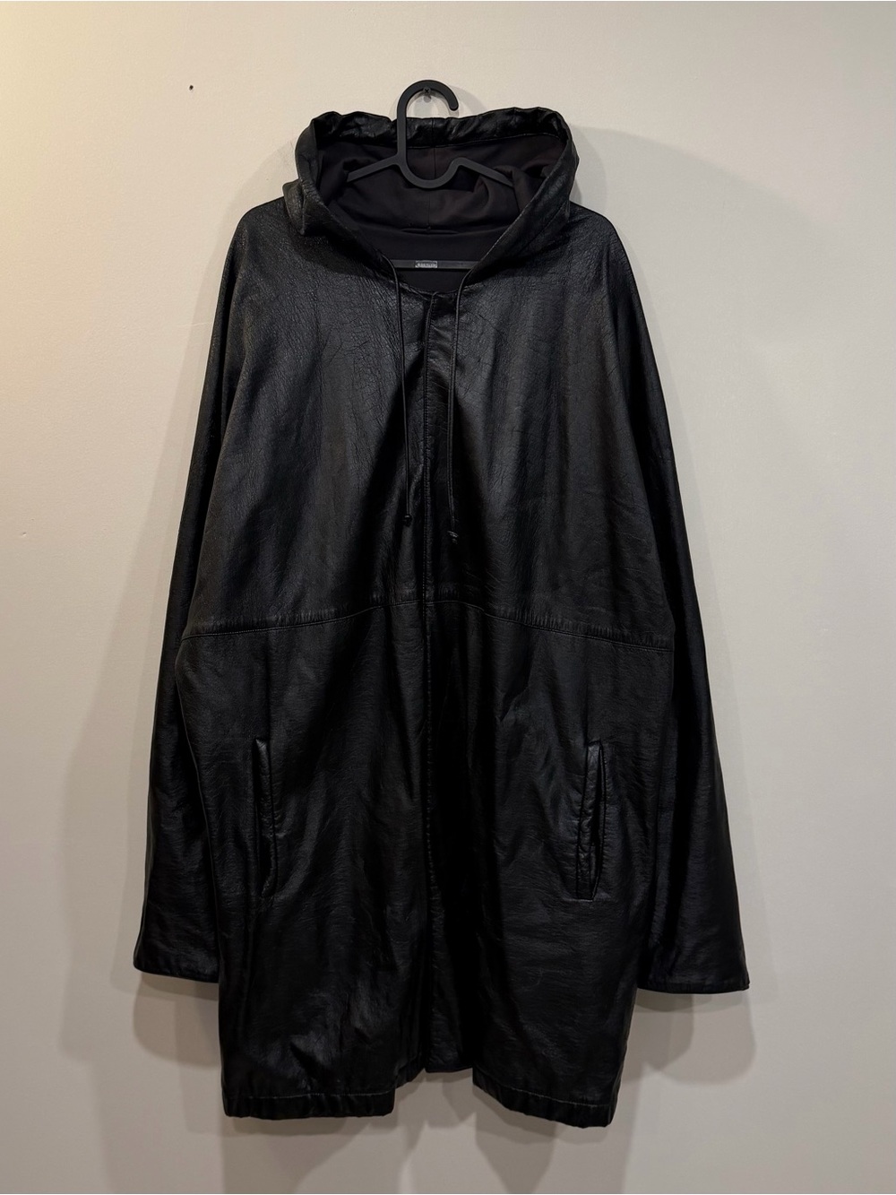Black Hooded Leather Jacket - Jil Sander